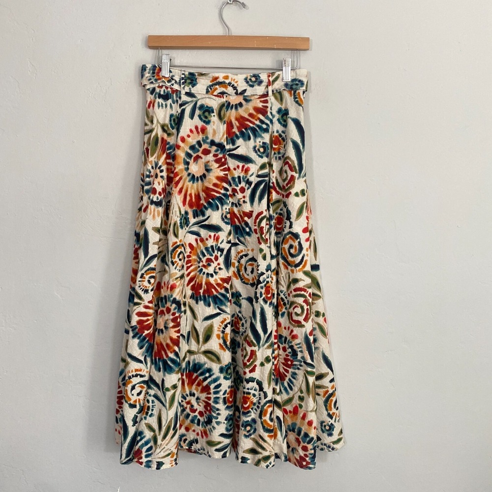 Stella Forest Midi Skirt Waist Size 28 Small Multicolor Floral Tie Dye Cotton - Picture 7 of 10